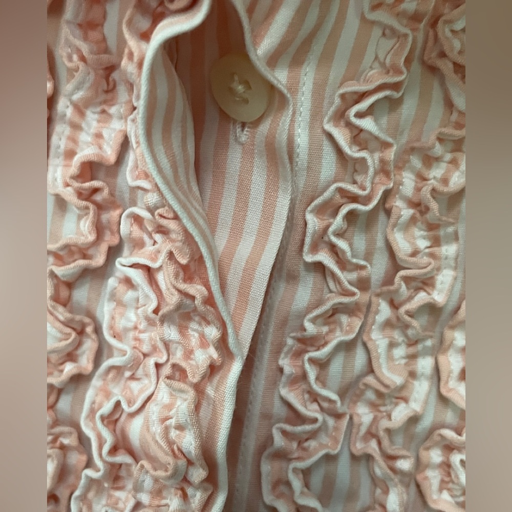 Lauren Ralph Lauren ruffle front stripe shirt 3X - Picture 7 of 13